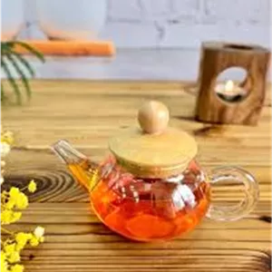 قوری زعفران پیرکس درب بامبو