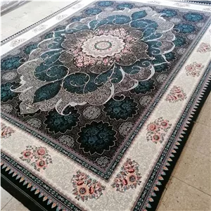 فرش ماشینی کاشان طرح چکاوک سرمه‌ای ۷۰۰ شانه تراکم ۲۵۵۰.