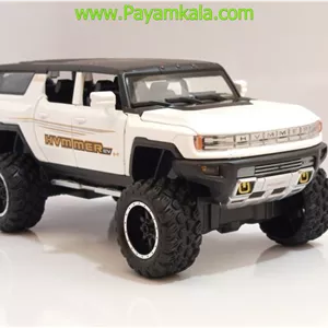 ماشین فلزی هامر HUMMER EV سفیدماکت شاسی‌بلند چراغدار و موزیکال 1:24