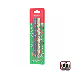 بسته مداد مشکی فانتزی گرد 4 تایی طرح کریسمس - کد 8102540 الیپون