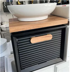 روشویی کابینتی pvc مشکی چوب سایز 50 در 36 با سنگ گلسار