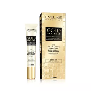 کرم دور چشم ضدچروک و جوانساز ضد تیرگی و پف اولاین حاوی پپتاید و ذرات طلا eveline eye cream gold peptides اصل لهستان