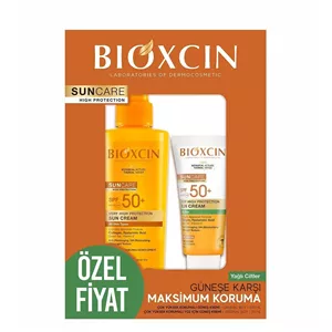 ست اسپری و کرم ضدآفتاب بی‌رنگ بیوکسین +SPF50 مناسب پوست معمولی و چرب