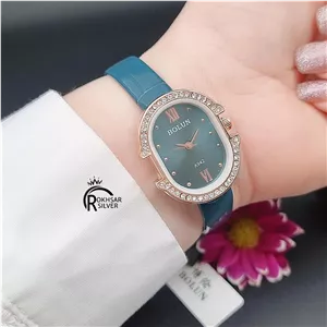 ساعت مچی زنانه  بولون (BOLUN) بند چرمی سبز صفحه بیضی کد RS_2252