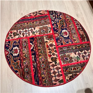 کلاژ فرش دستبافت گرد مدل چهل تکه کد 1346