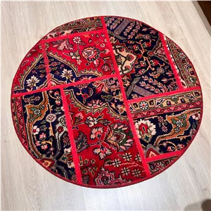 کلاژ فرش دستبافت گرد مدل چهل تکه کد 1347