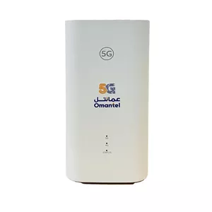 مودم روتر 5G خانگی و اداری عمانتل مدل H155-383 با پشتیبانی هم‌زمان 128 کاربر، اتصال بی‌سیم و با سیم، آنتن داخلی و رابط شیار سیم کارت و RJ-45 WAN/LAN