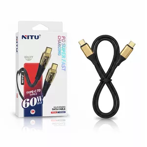 کابل دیتای تایپ C نیتو NITU NC322 با شارژ سریع 60 وات و روکش نایلونی