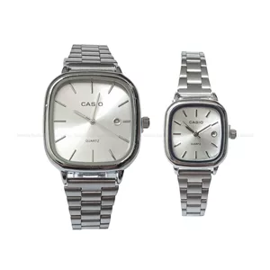 ست ساعت زنانه و مردانه کاسیو نقره‌ای Casio old money