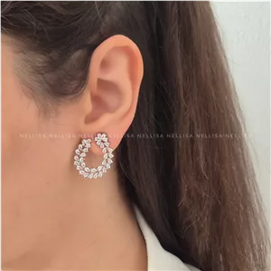 گوشواره زنانه جواهری نگین اتمی - کد 8685