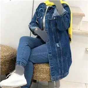 کت جین بلند زنانه مدل تینت دار در دو رنگ آبی دریایی و سرخ سنگی