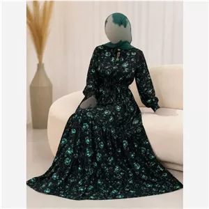 پیراهن ساحلی حریر آستردار زنانه فری سایز مدل یقه چپ و راستی