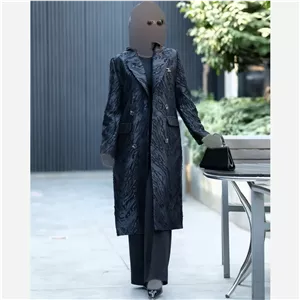 مانتو مدل کیمیا ناز کرپ ژاکلین مشکی سایز 40 تا 50 قد 110