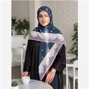 روسری سوپرنخ قواره 140 لطیف و نرم سورمه ای صورتی