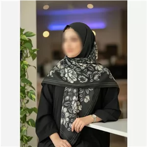 روسری سوپرنخ قواره 120 طرح گل سبز لطیف و نرم