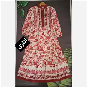 لباس ساحلی زنانه جنس بوگاتی فری سایز 38 تا 48 یقه 4 دکمه با کمربند رنگ مشکی قرمز اناری قرمز سبز