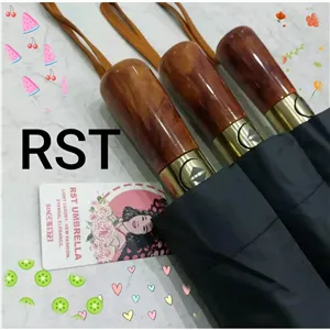 چتر لوکس دو رویه 10 فنره ضد باد برند RST دسته چوب براق قواره دار مناسب آفتاب و باران