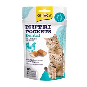 اسنک تشویقی گربه با طعم مرغ جیم کت GimCat Nutri Pockets Dental With Chicken وزن 60 گرم
