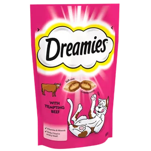 تشویقی گربه دریمیز با طعم گوشت Dreamies Cat Snack with Beef وزن 60 گرم