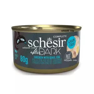 کنسرو غذای گربه شسیر مدل افتر دارک با طعم مرغ و تخم بلدرچین Schesir After Dark with Chicken & Qual egg وزن 80 گرم