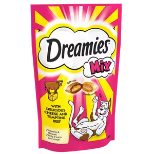 تشویقی گربه دریمیز با طعم گوشت گوساله و پنیر Dreamies Cat Snack with Cheese & Beef وزن 60 گرم