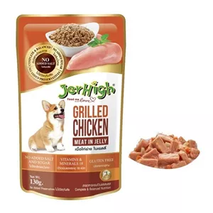 پوچ سگ جرهای مدل چانک در ژله با طعم مرغ کبابی Jerhigh Dog Pouch With Grilled Chicken وزن 130 گرم