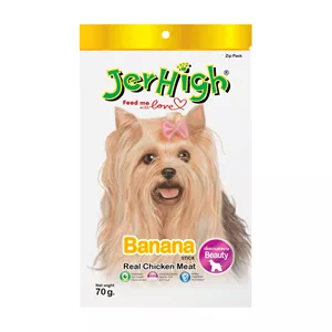 تشویقی سگ با طعم موز جرهای Jerhigh Banana Real Chicken Meat وزن 70 گرم