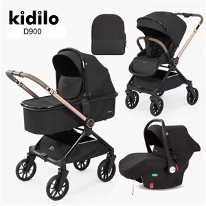 ست کامل سرویس کالسکه کیدیلو مدل D900 دسته دوطرفه و چهار چرخ 360 درجه | فول آپشن، مسافرتی و لوکس