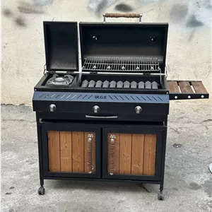 باربیکیو کابینت دار پلوپز دار 100 سانتی شرکتی ایران گاز irgs با رویه چدنی 6ضلعی سنگین