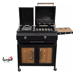باربیکیو کابینت دار پلوپز دار 70 سانتی شرکتی ایران گاز هومیا irgs با رویه چدنی 6ضلعی سنگین