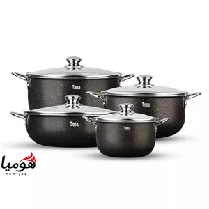 سرویس قابلمه ۸ پارچه گرانیتی تیارا مشکی مدل Aliman