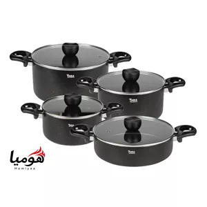 سرویس قابلمه ۸ پارچه گرانیتی تیارا مشکی مدل Melina (ست کوچک)