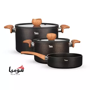 سرویس قابلمه ۵ پارچه گرانیتی تیارا مشکی مدل Selin-Black