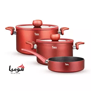 سرویس قابلمه ۵ پارچه گرانیتی تیارا قرمز مدل Selin-Red