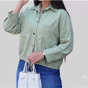 شومیز کتان سیلک دو جیب