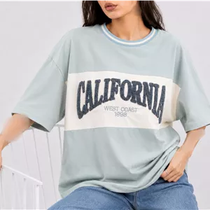 تیشرت باکسی پنبه گلدوزی حوله ای California