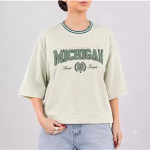تیشرت کراپ پنبه گلدوزی حوله ای Michigan