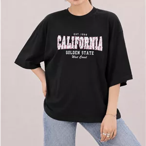 تیشرت باکسی پنبه چاپ برجسته California