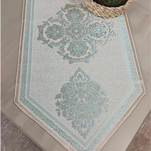 رومیزی ۶ تکه مخمل جدید فیروزه ای