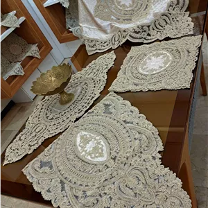 رومیزی دانتل مخمل الیزه ترک ۵ تکه مدل کد ۱۱