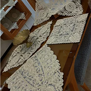 رومیزی دانتل مخمل الیزه ترک ۵ تکه مدل الگانت -کپی