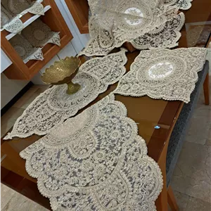 رومیزی دانتل مخمل الیزه ترک ۵ تکه مدل ورساچه