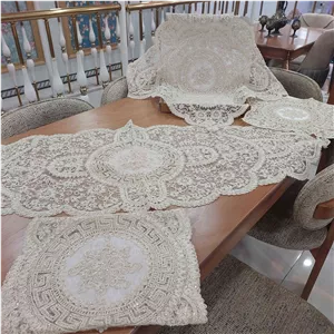 رومیزی دانتل مخمل الیزه ترک ۵ تکه ورساچه