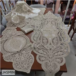 رومیزی دانتل مخمل الیزه ترک ۵ تکه جاسمین