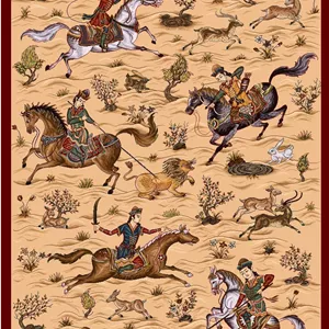 نخ و نقشه تابلو فرش طرح شکارگاه طرح کرمی (کد A22-133)