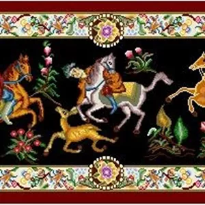 نخ و نقشه تابلو فرش طرح شکارگاه (کد A23-033)