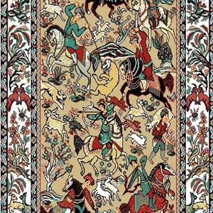 نخ و نقشه تابلو فرش طرح  شکارگاه (کد A23-499)