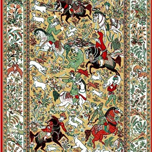 نخ و نقشه تابلو فرش طرح شکارگاه(کد H2-86)
