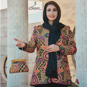 کت زنانه سوزندوز هندی به همراه کیف تک رنگ قد ۸۰