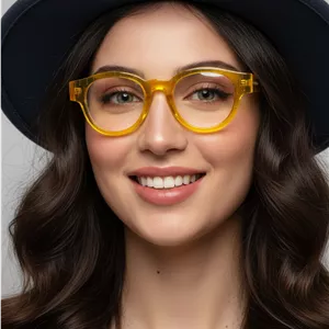 عینک طبی زنانه trussardi گرد  زرد